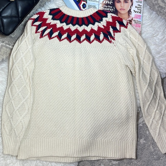 J.Crew Cable Knit Fair Isle Ivory Sweater - Picture 7 of 10